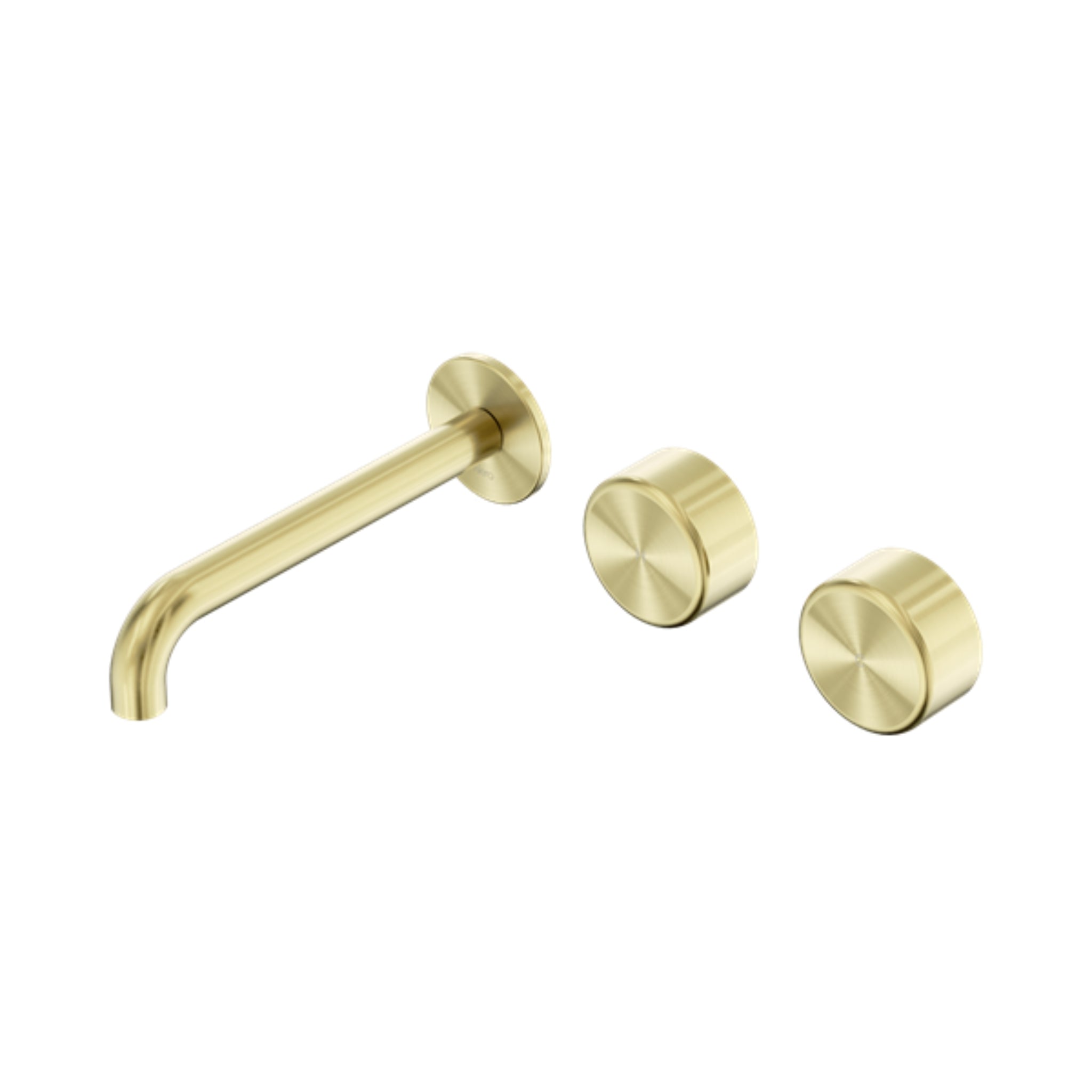 NERO SERENITY WALL BASIN SET OFFSET SPOUT WITH METAL HANDLE BRUSHED GOLD (AVAILABLE IN 160MM, 185MM AND 220MM)