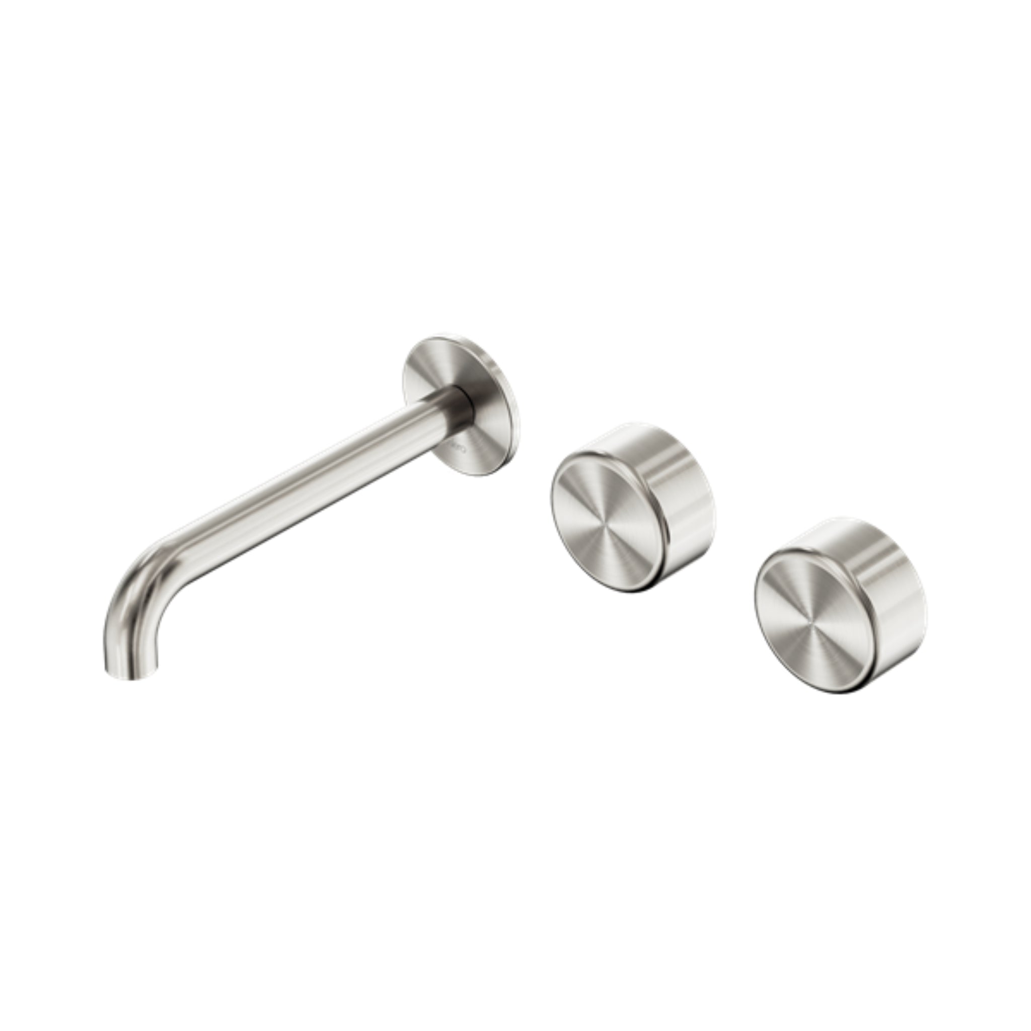 NERO SERENITY WALL BASIN SET OFFSET SPOUT WITH METAL HANDLE BRUSHED NICKEL (AVAILABLE IN 160MM, 185MM AND 220MM)