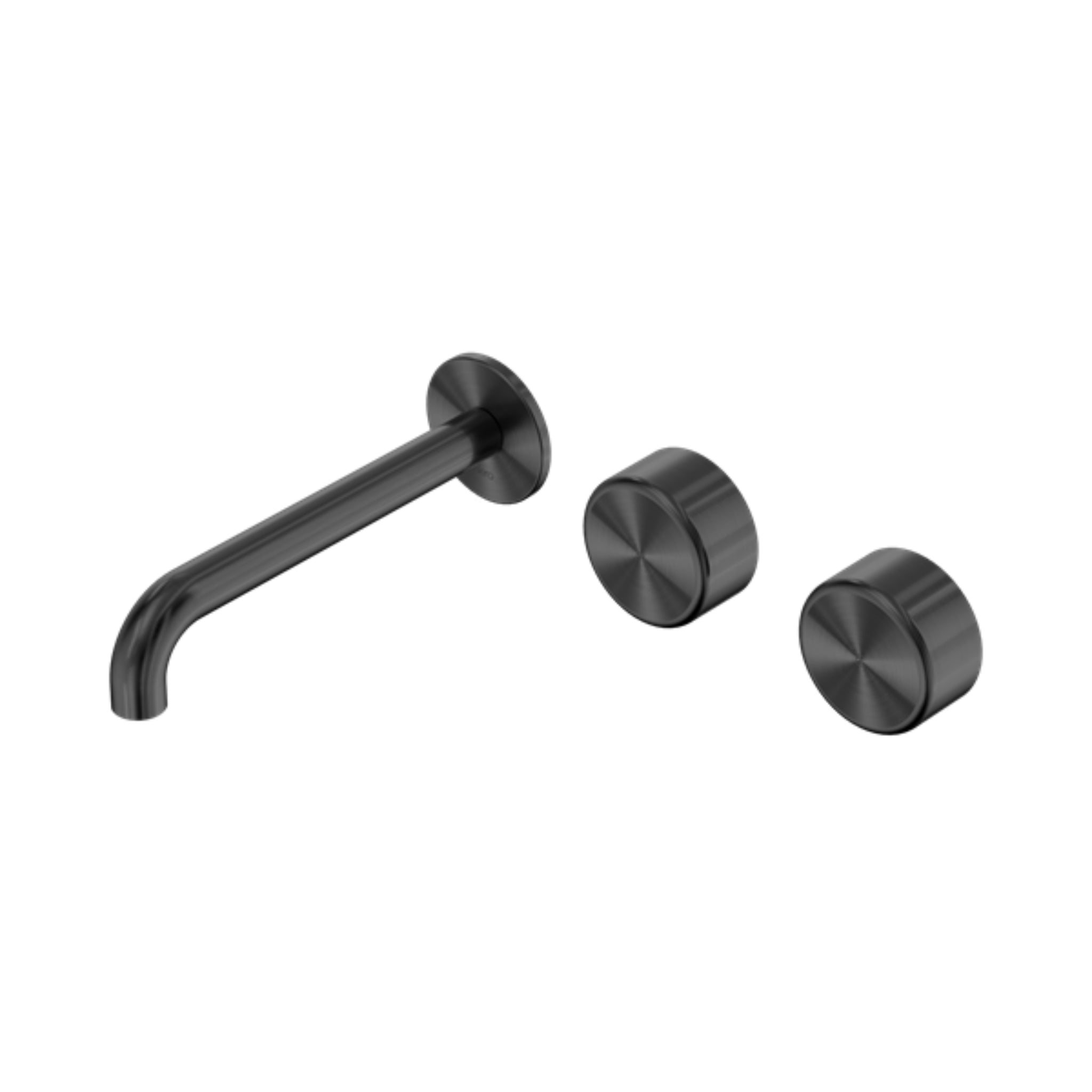 NERO SERENITY WALL BASIN SET OFFSET SPOUT WITH METAL HANDLE GUN METAL (AVAILABLE IN 160MM, 185MM AND 220MM)