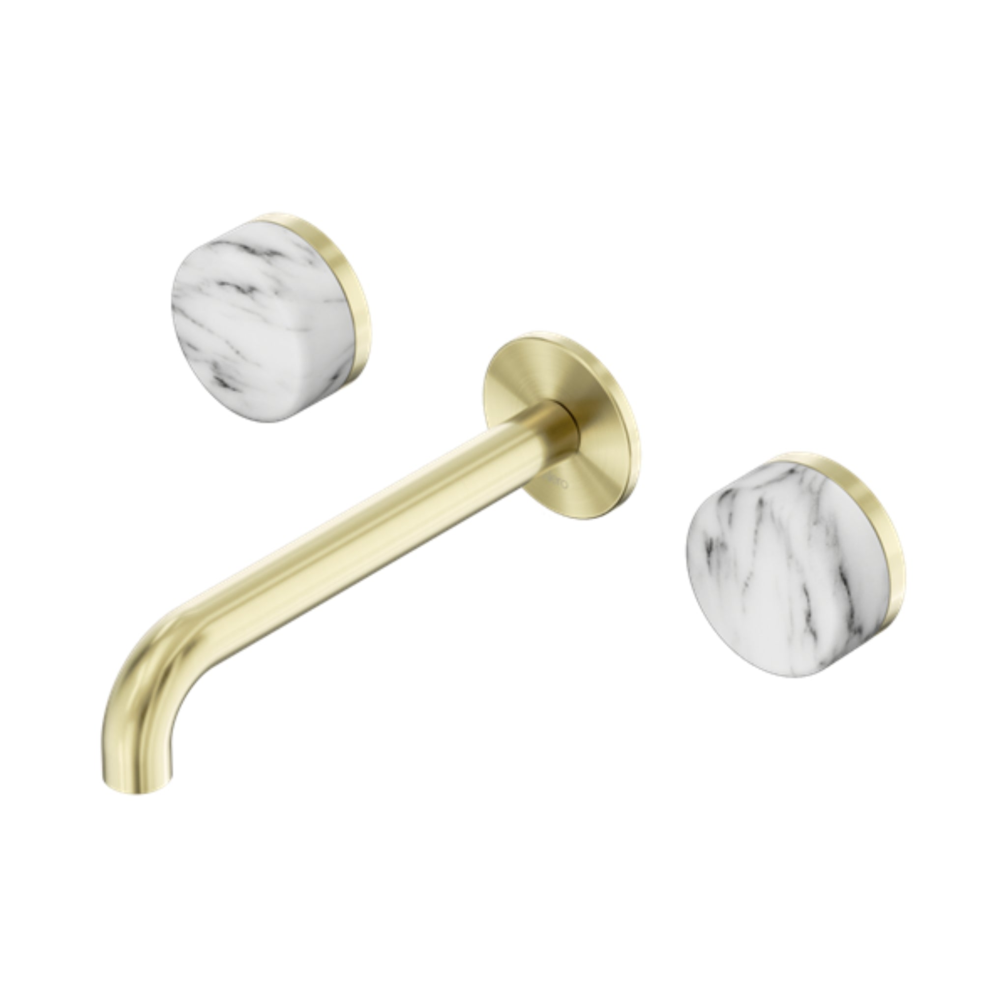 NERO SERENITY WALL BASIN SET SPOUT WITH ARABESCATO CORCHIA HANDLE BRUSHED GOLD (AVAILABLE IN 160MM, 185MM AND 220MM)