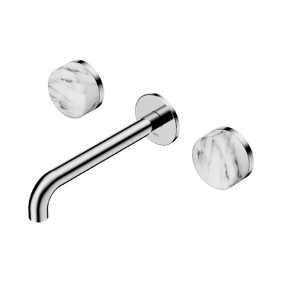NERO SERENITY WALL BASIN SET SPOUT WITH ARABESCATO CORCHIA HANDLE CHROME (AVAILABLE IN 160MM, 185MM AND 220MM)