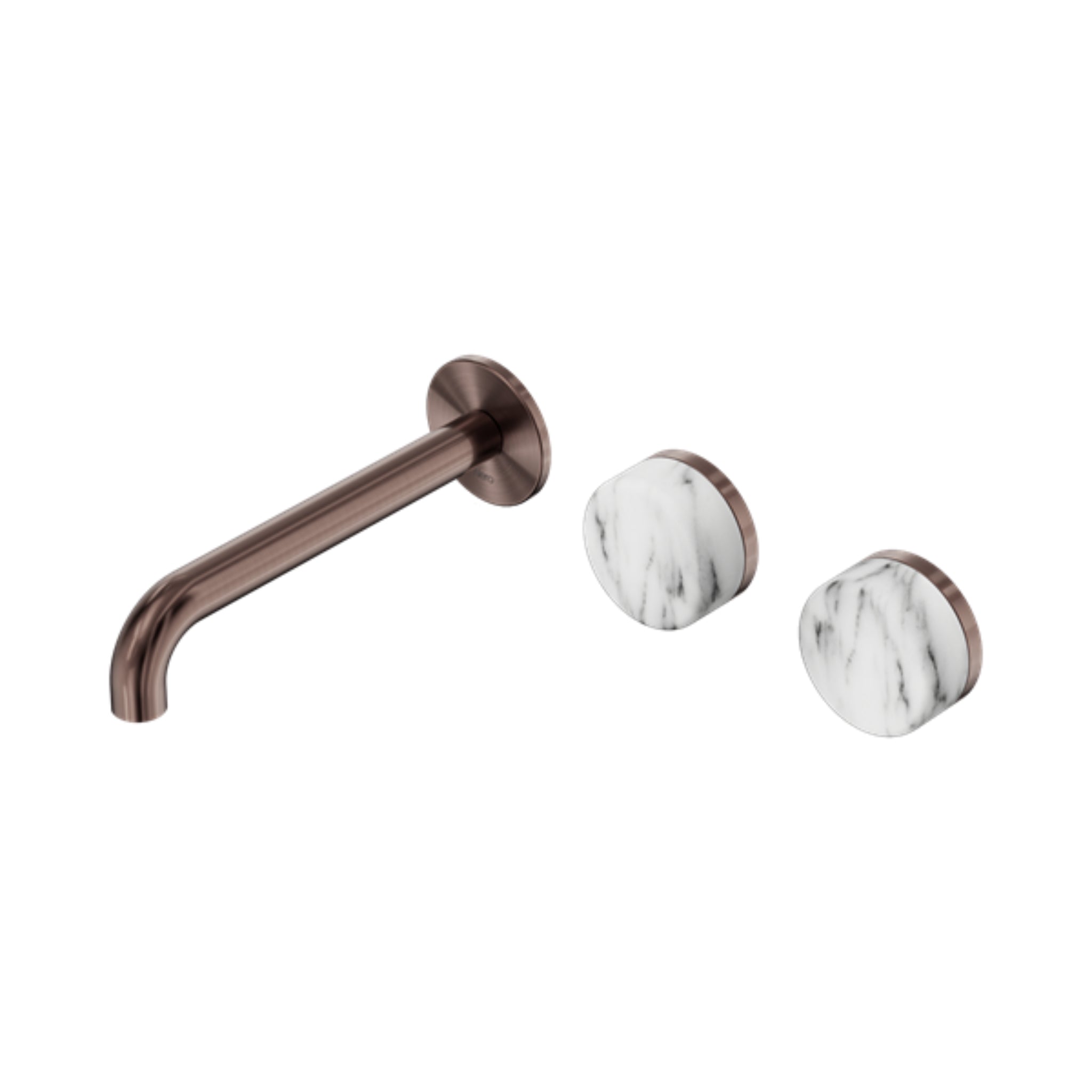 NERO SERENITY WALL BASIN SET OFFSET SPOUT WITH ARABESCATO CORCHIA HANDLE BRUSHED BRONZE (AVAILABLE IN 160MM, 185MM AND 220MM)