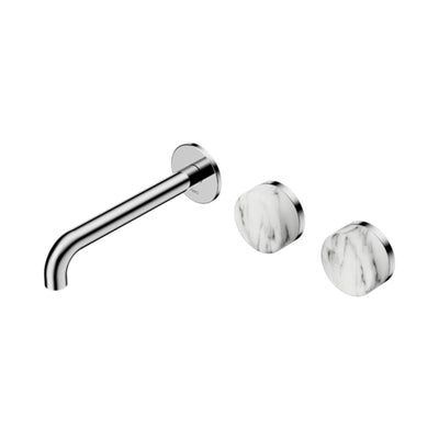 NERO SERENITY WALL BASIN SET OFFSET SPOUT WITH ARABESCATO CORCHIA HANDLE CHROME (AVAILABLE IN 160MM, 185MM AND 220MM)