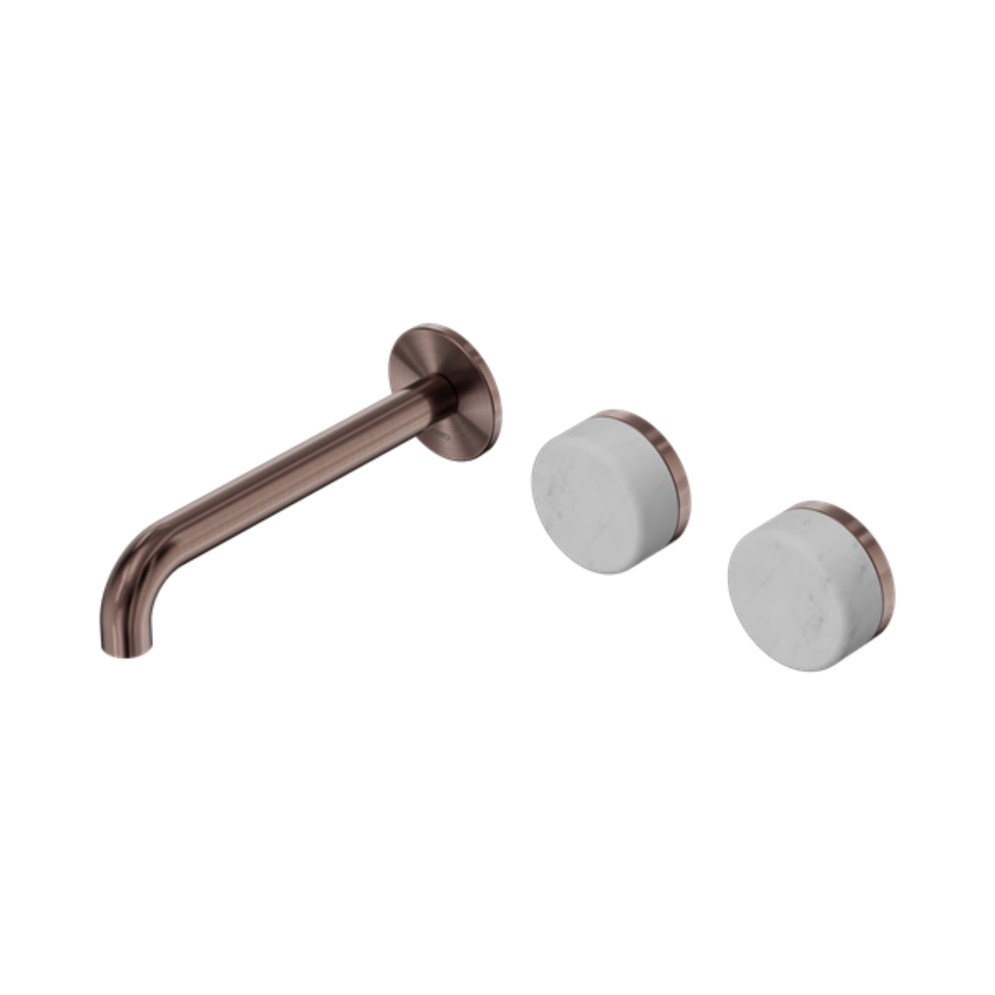 NERO SERENITY WALL BASIN SET OFFSET SPOUT WITH CARRARA HANDLE BRUSHED BRONZE (AVAILABLE IN 160MM, 185MM AND 220MM)