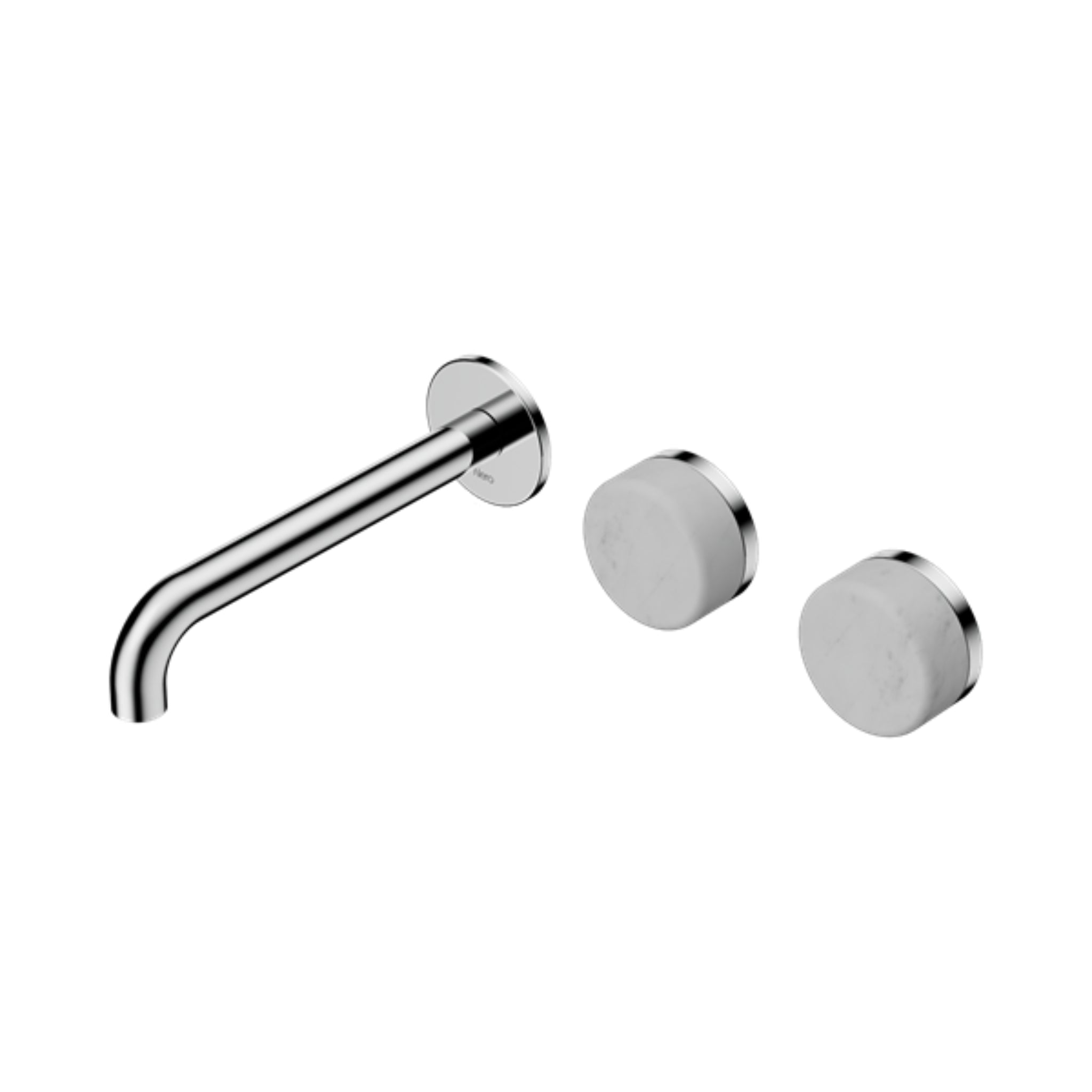NERO SERENITY WALL BASIN SET OFFSET SPOUT WITH CARRARA HANDLE CHROME (AVAILABLE IN 160MM, 185MM AND 220MM)