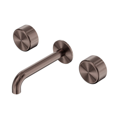 NERO SERENITY WALL BASIN SET SPOUT WITH METAL HANDLE BRUSHED BRONZE (AVAILABLE IN 160MM, 185MM AND 220MM)