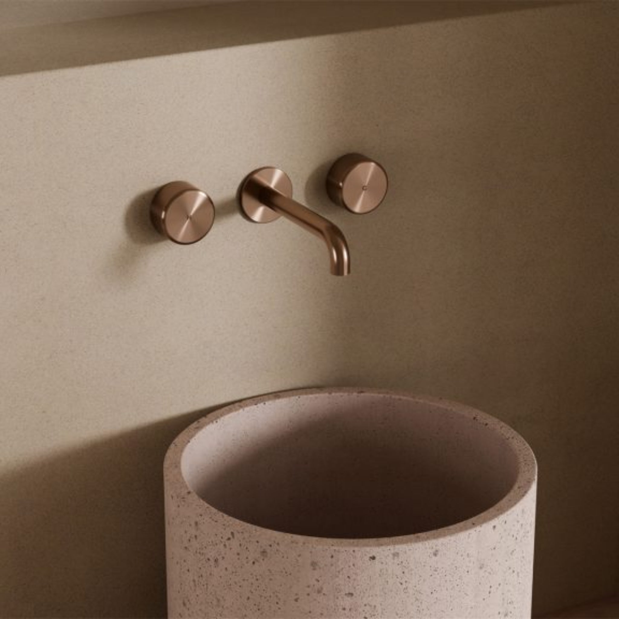 NERO SERENITY WALL BASIN SET SPOUT WITH METAL HANDLE BRUSHED BRONZE (AVAILABLE IN 160MM, 185MM AND 220MM)
