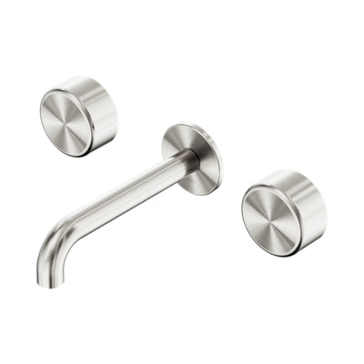 NERO SERENITY WALL BASIN SET SPOUT WITH METAL HANDLE BRUSHED NICKEL (AVAILABLE IN 160MM, 185MM AND 220MM)