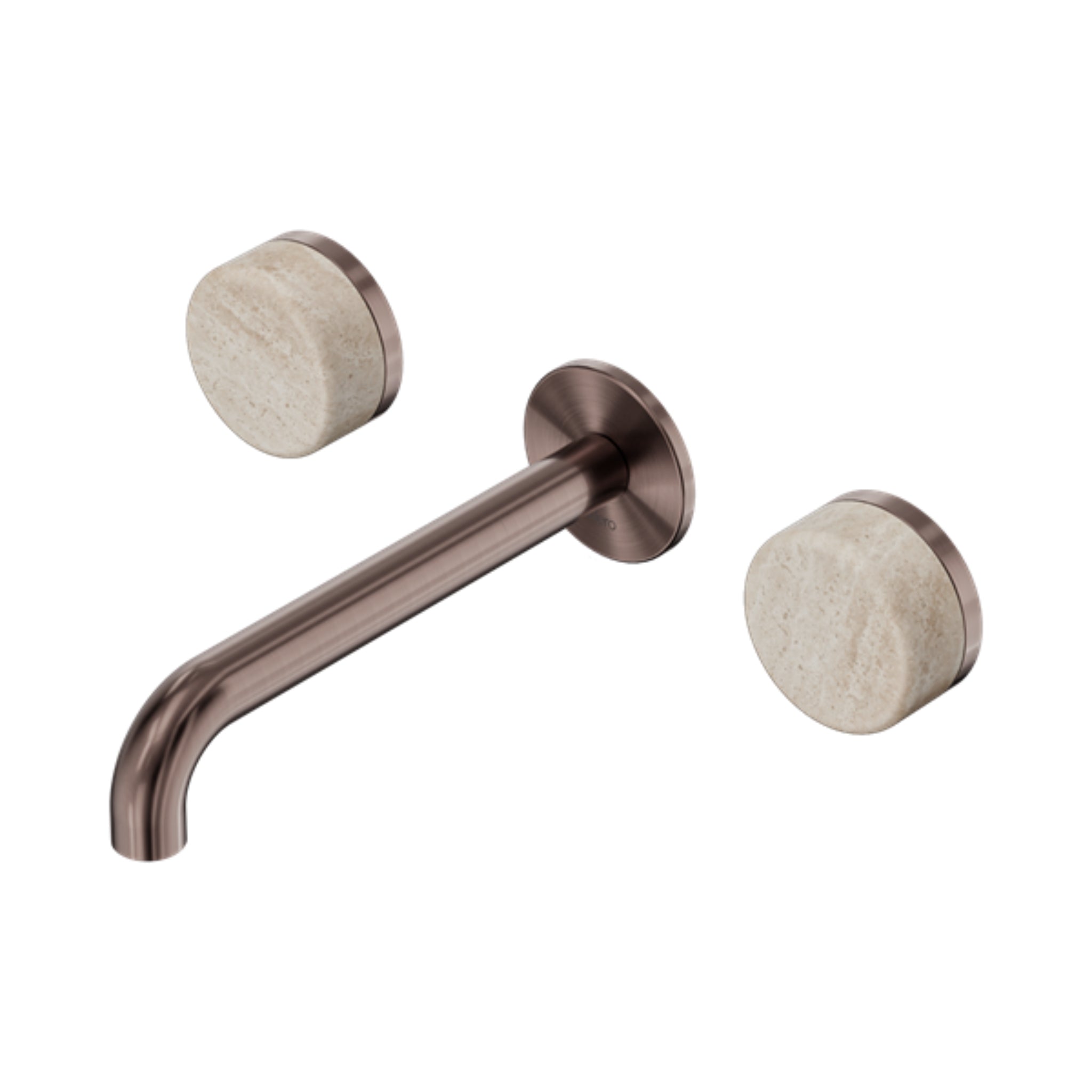 NERO SERENITY WALL BASIN SET SPOUT WITH ROME TRAVERTINE HANDLE BRUSHED BRONZE (AVAILABLE IN 160MM, 185MM AND 220MM)