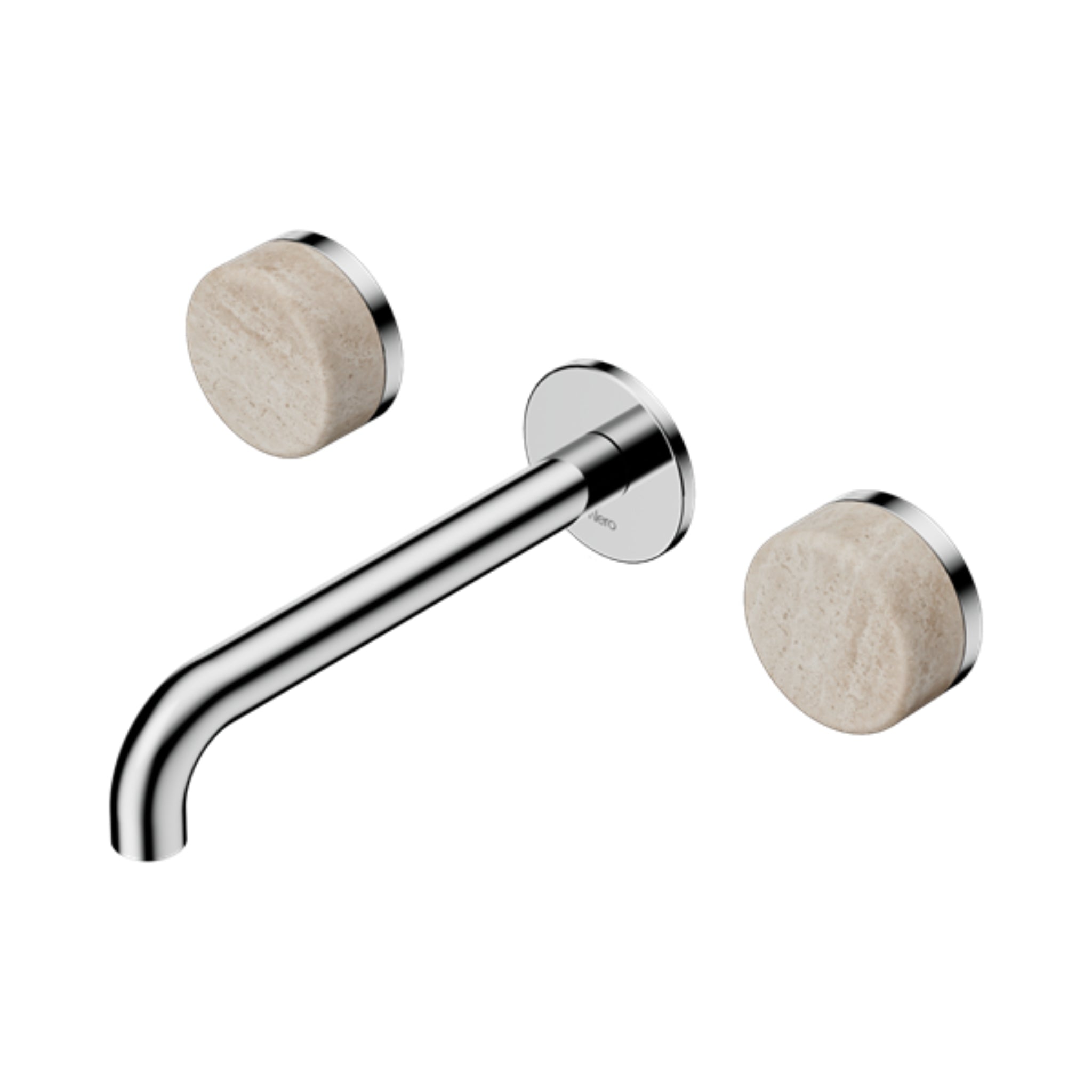 NERO SERENITY WALL BASIN SET SPOUT WITH ROME TRAVERTINE HANDLE CHROME (AVAILABLE IN 160MM, 185MM AND 220MM)