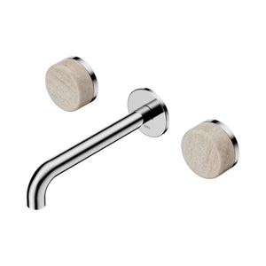 NERO SERENITY WALL BASIN SET SPOUT WITH ROME TRAVERTINE HANDLE CHROME (AVAILABLE IN 160MM, 185MM AND 220MM)