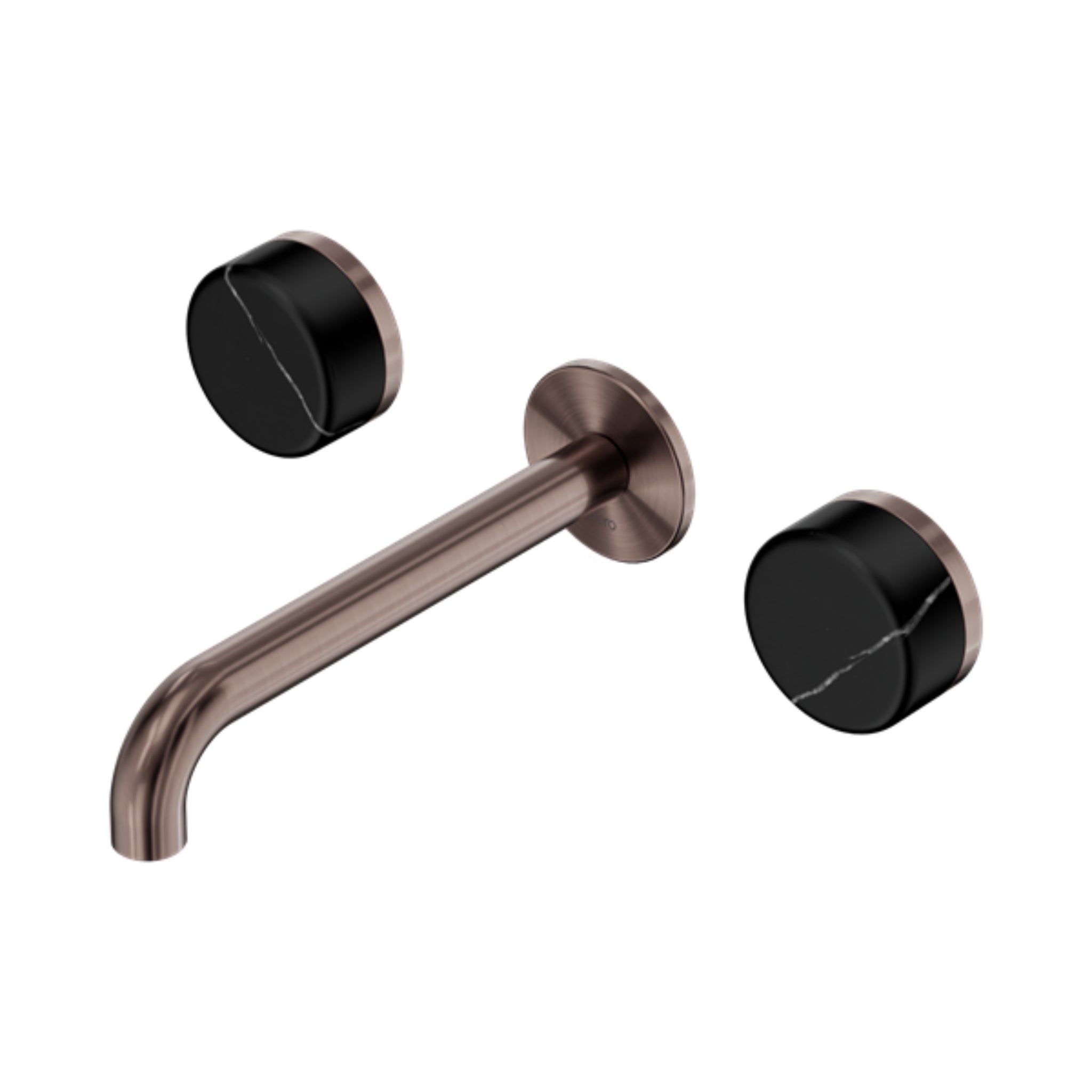 NERO SERENITY WALL BASIN SET SPOUT WITH MARQUINA BLACK HANDLE BRUSHED BRONZE (AVAILABLE IN 160MM, 185MM AND 220MM)