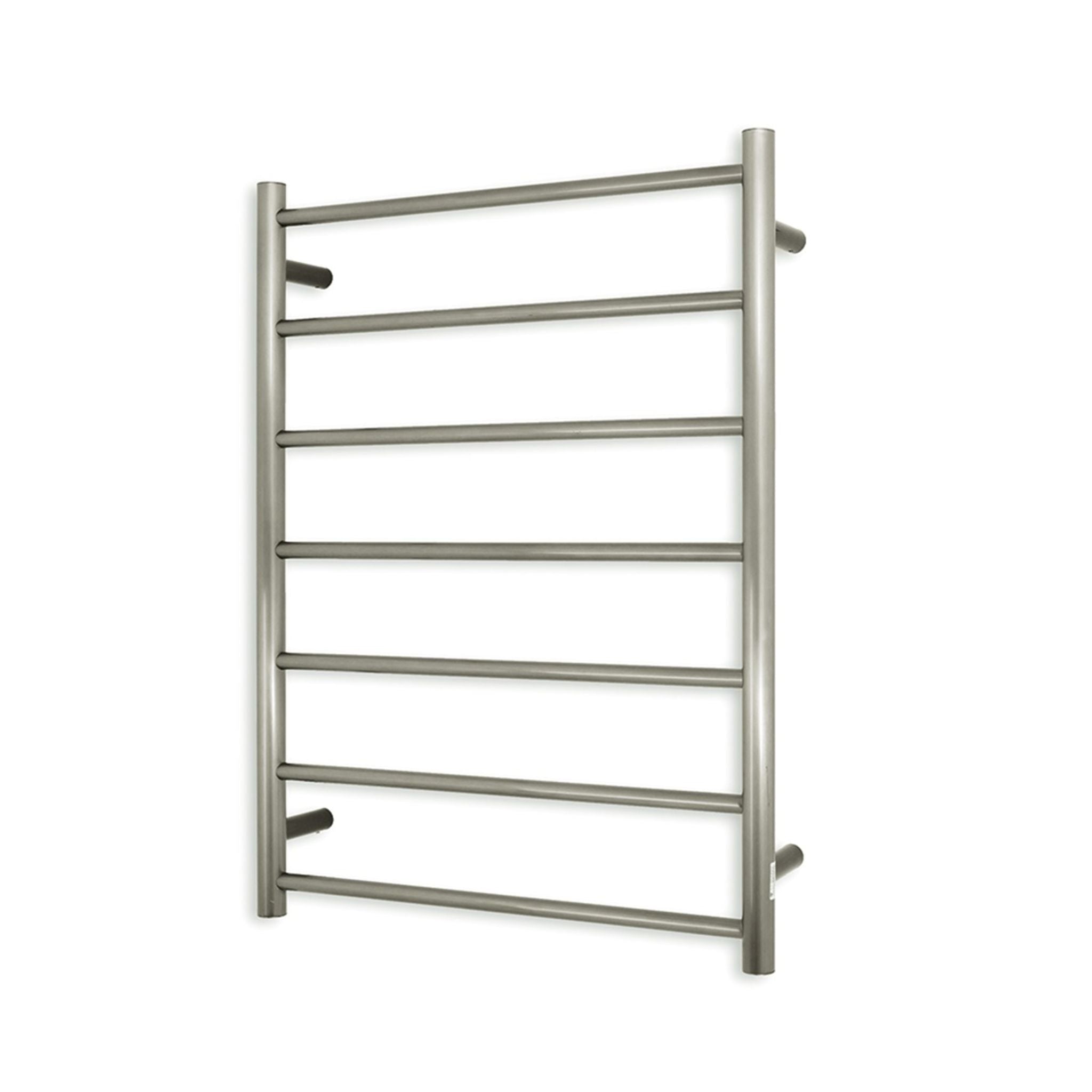 RADIANT HEATING 7-BARS ROUND HEATED TOWEL RAIL COOL BRUSHED NICKEL 600MM