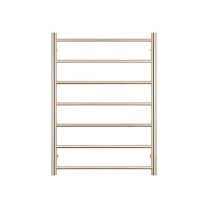 RADIANT HEATING 7-BARS ROUND HEATED TOWEL RAIL WARM BRUSHED NICKEL 600MM