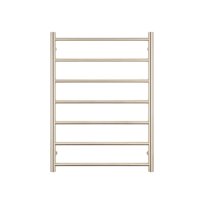 RADIANT HEATING 7-BARS ROUND HEATED TOWEL RAIL WARM BRUSHED NICKEL 600MM