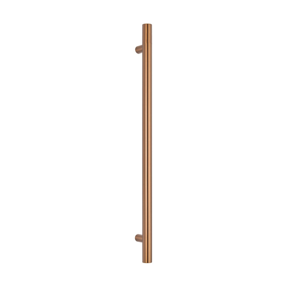 RADIANT HEATING VERTICAL ROUND HEATED SINGLE TOWEL RAIL BRUSHED BRONZE 950MM