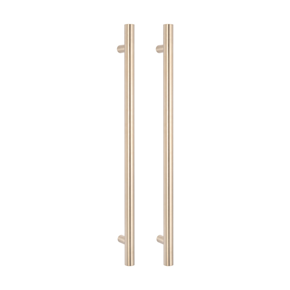 RADIANT HEATING VERTICAL ROUND HEATED SINGLE TOWEL RAIL WARM BRUSHED NICKEL 950MM