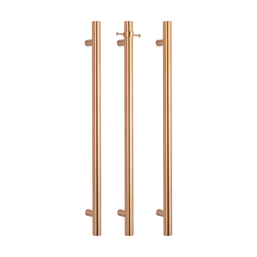 RADIANT HEATING NON-HEATED VERTICAL SINGLE TOWEL RAIL BRUSHED COPPER 950MM