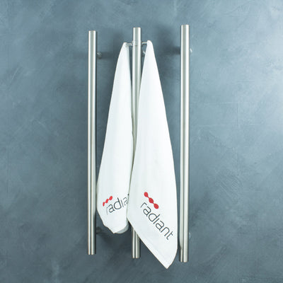 RADIANT HEATING  NON-HEATED VERTICAL SINGLE TOWEL RAIL BRUSHED SATIN 950MM