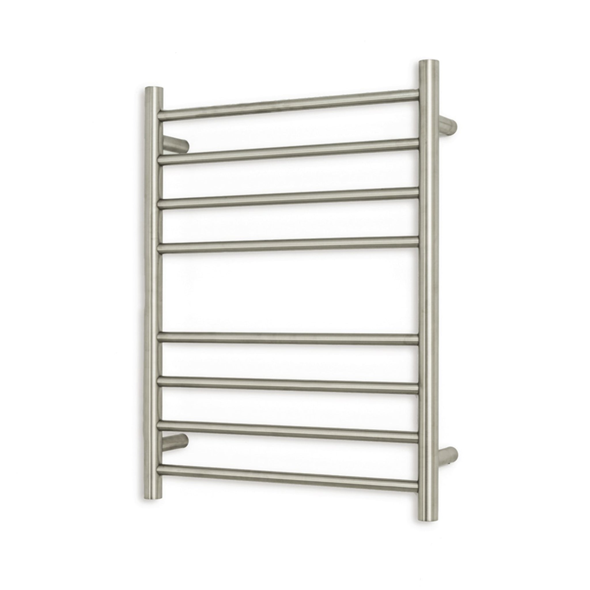 RADIANT HEATING 8-BARS ROUND HEATED TOWEL RAIL COOL BRUSHED NICKEL 530MM