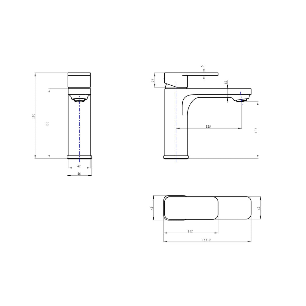 LINSOL ZIA BASIN MIXER 160MM BRUSHED BRASS