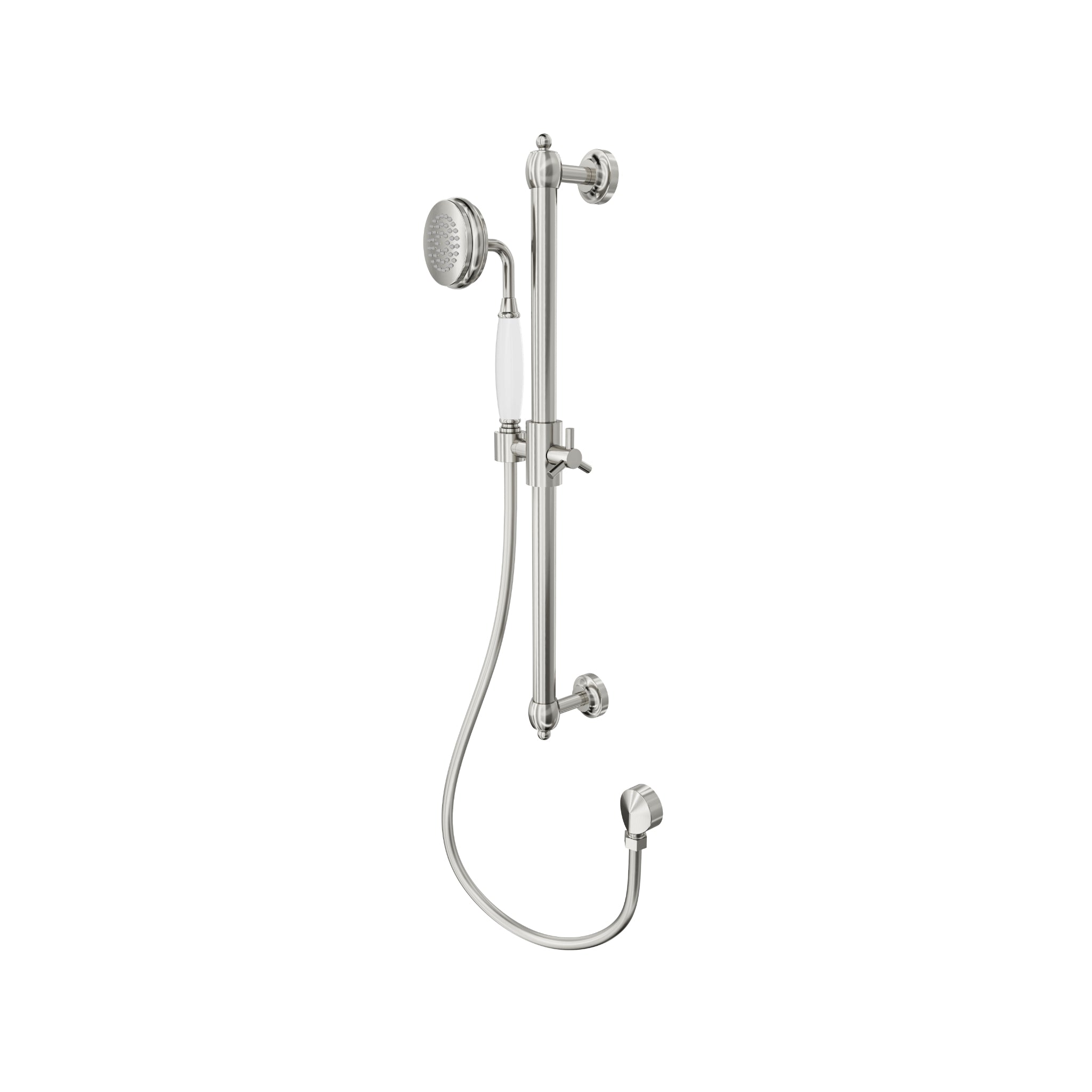 LINSOL KLASSIQUE SHOWER RAIL 616MM BRUSHED NICKEL