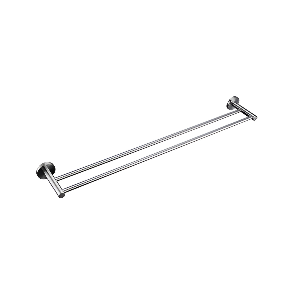 LINSOL LUX S2 NON HEATED DOUBLE TOWEL RAIL 800MM BRUSHED NICKEL