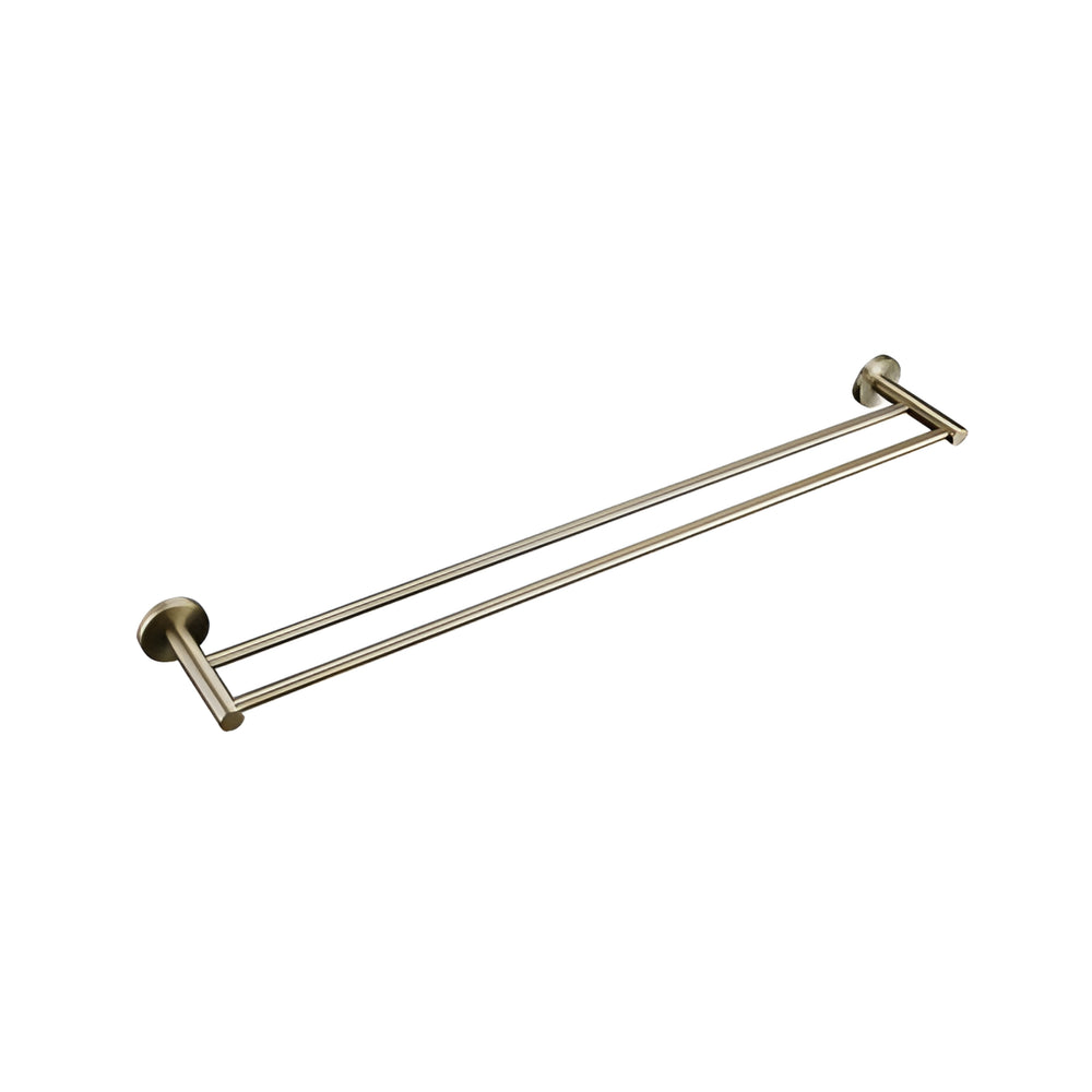 LINSOL LUX S2 NON HEATED DOUBLE TOWEL RAIL 800MM BRUSHED BRASS