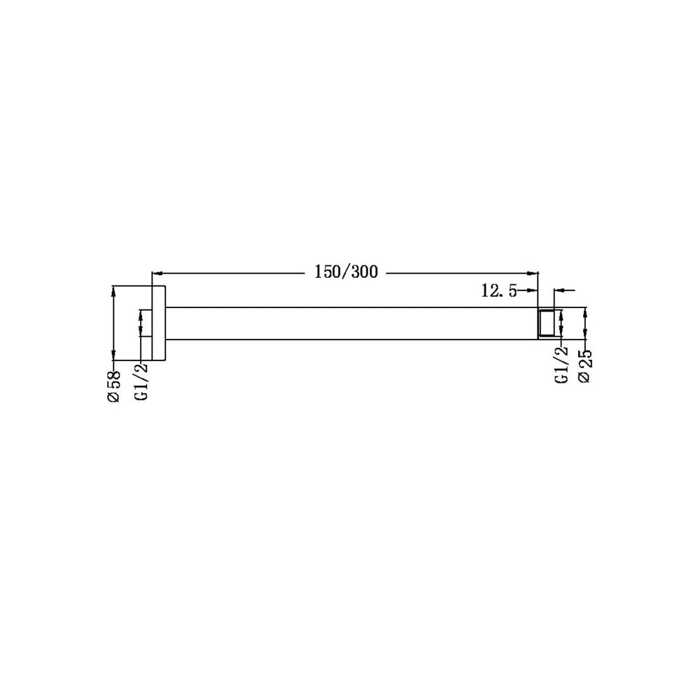 NERO ROUND CEILING SHOWER ARM GRAPHITE (AVAILABLE IN 150MM AND 300MM)