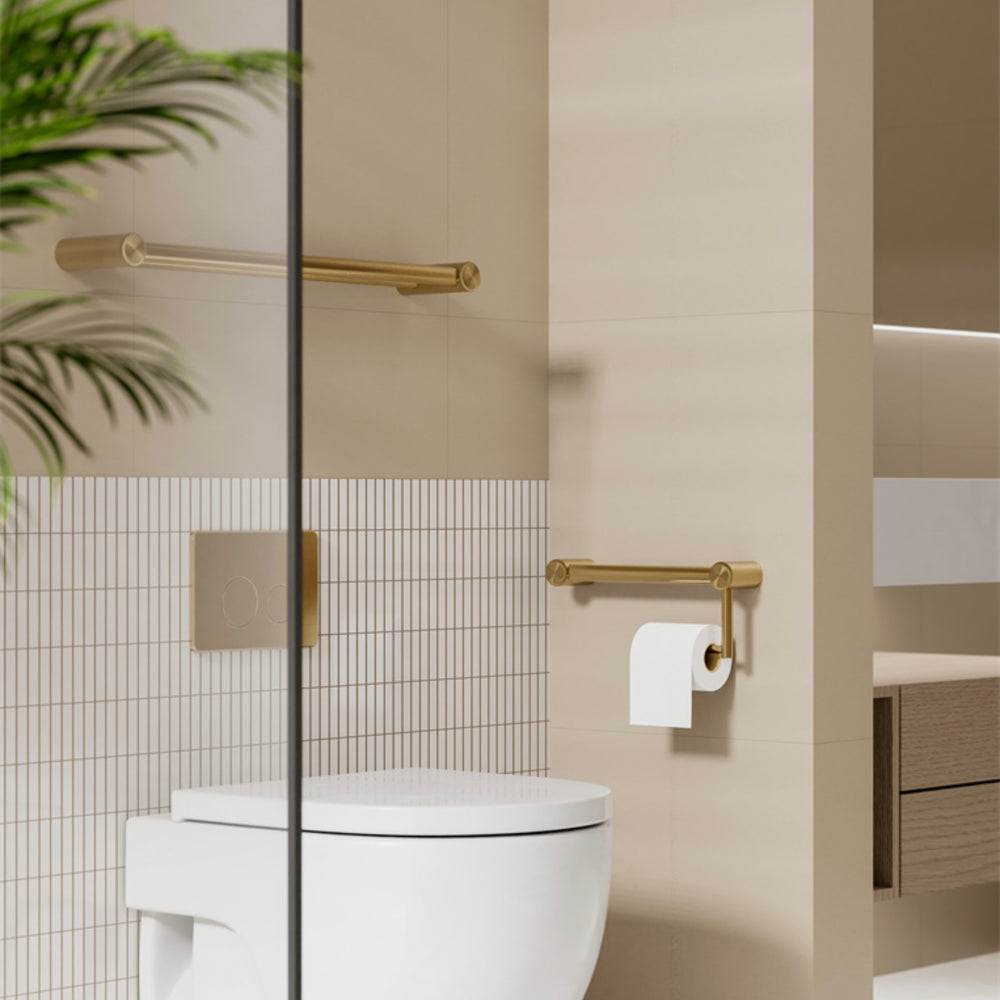 NERO MECCA CARE DOUBLE TOWEL GRAB RAIL BRUSHED GOLD (AVAILABLE IN 600MM AND 900MM)