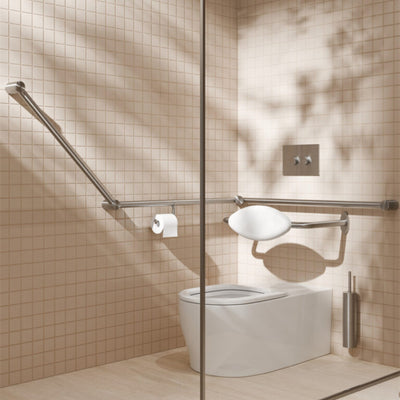 NERO MECCA CARE DDA TOILET BACKREST 560MM BRUSHED NICKEL