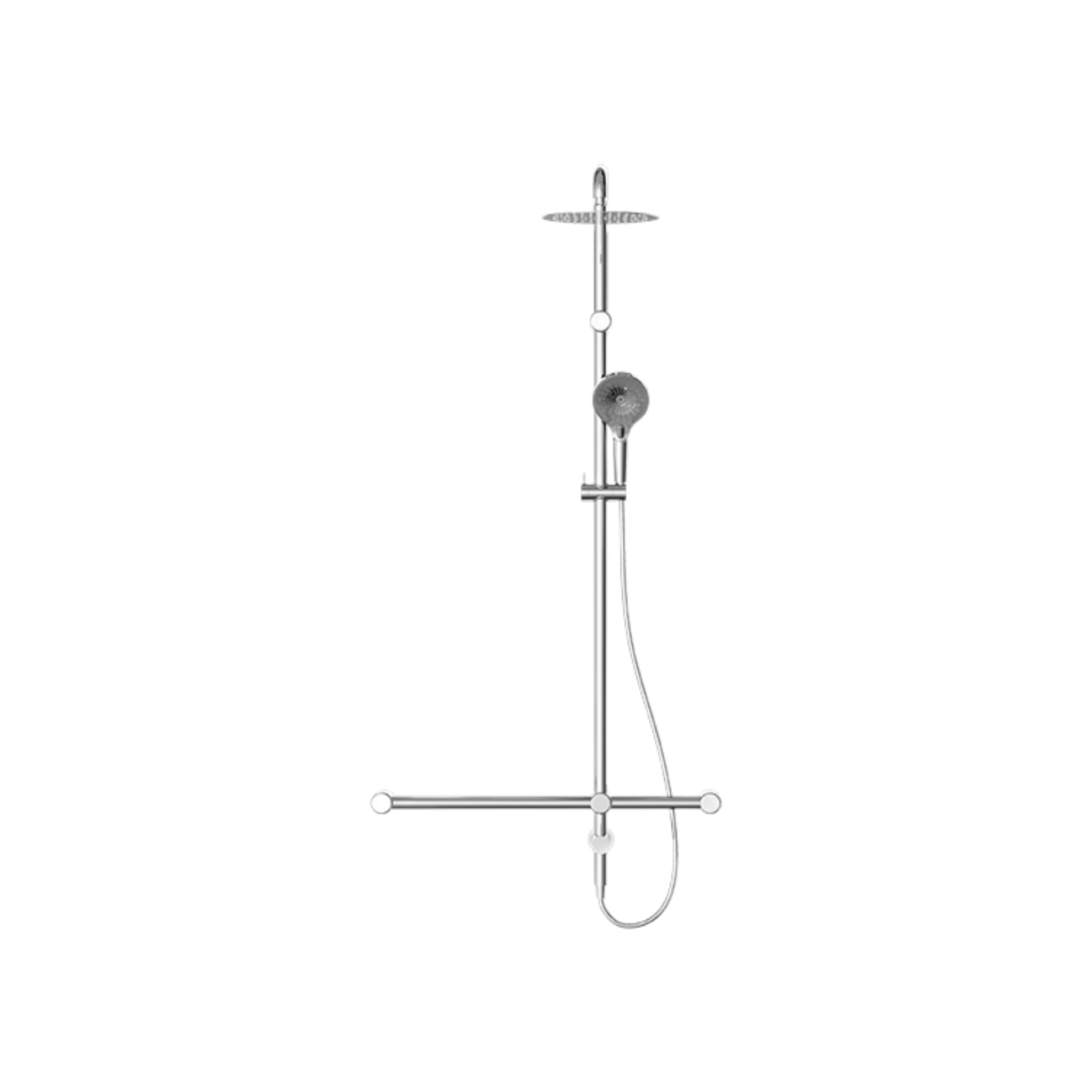 NERO MECCA CARE 32MM T BAR GRAB RAIL TWIN SHOWER SET 1100MM CHROME