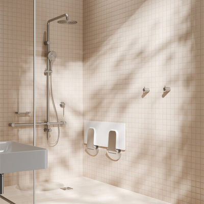 NERO MECCA CARE 32MM T BAR GRAB RAIL TWIN SHOWER SET 1100MM BRUSHED NICKEL