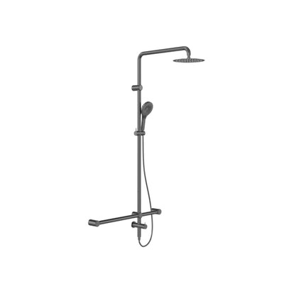 NERO MECCA CARE 32MM T BAR GRAB RAIL TWIN SHOWER SET 1100MM GUN METAL