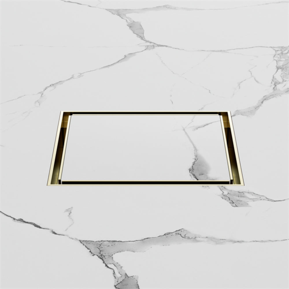 NERO SQUARE TILE INSERT FLOOR WASTE BRUSHED GOLD 130MM