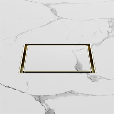 NERO SQUARE TILE INSERT FLOOR WASTE BRUSHED GOLD 130MM