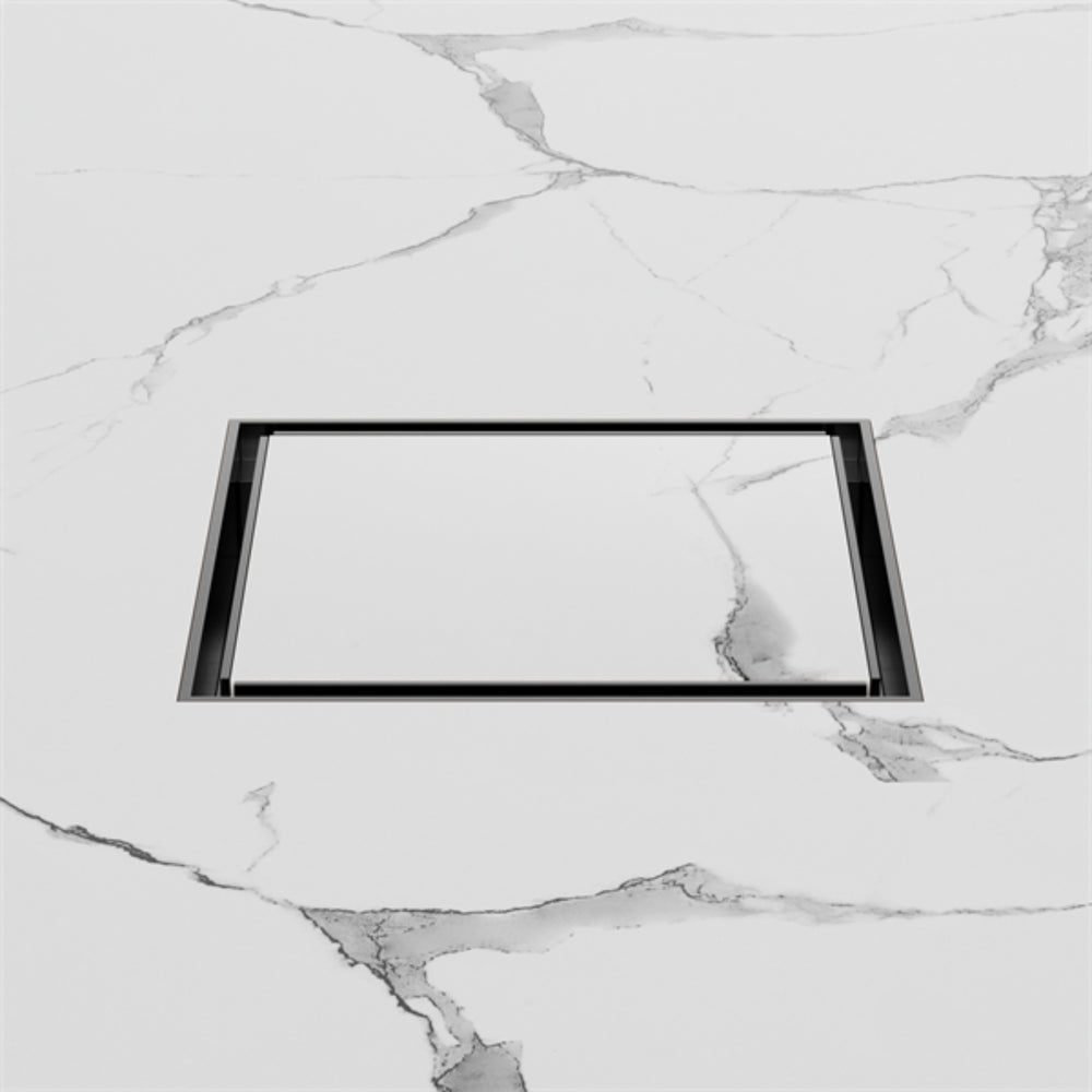 NERO SQUARE TILE INSERT FLOOR WASTE MATTE BLACK 130MM