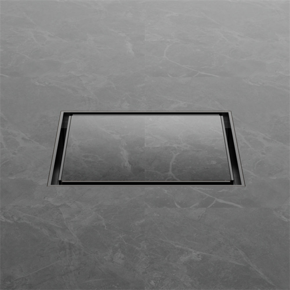 NERO SQUARE TILE INSERT FLOOR WASTE GUN METAL 130MM