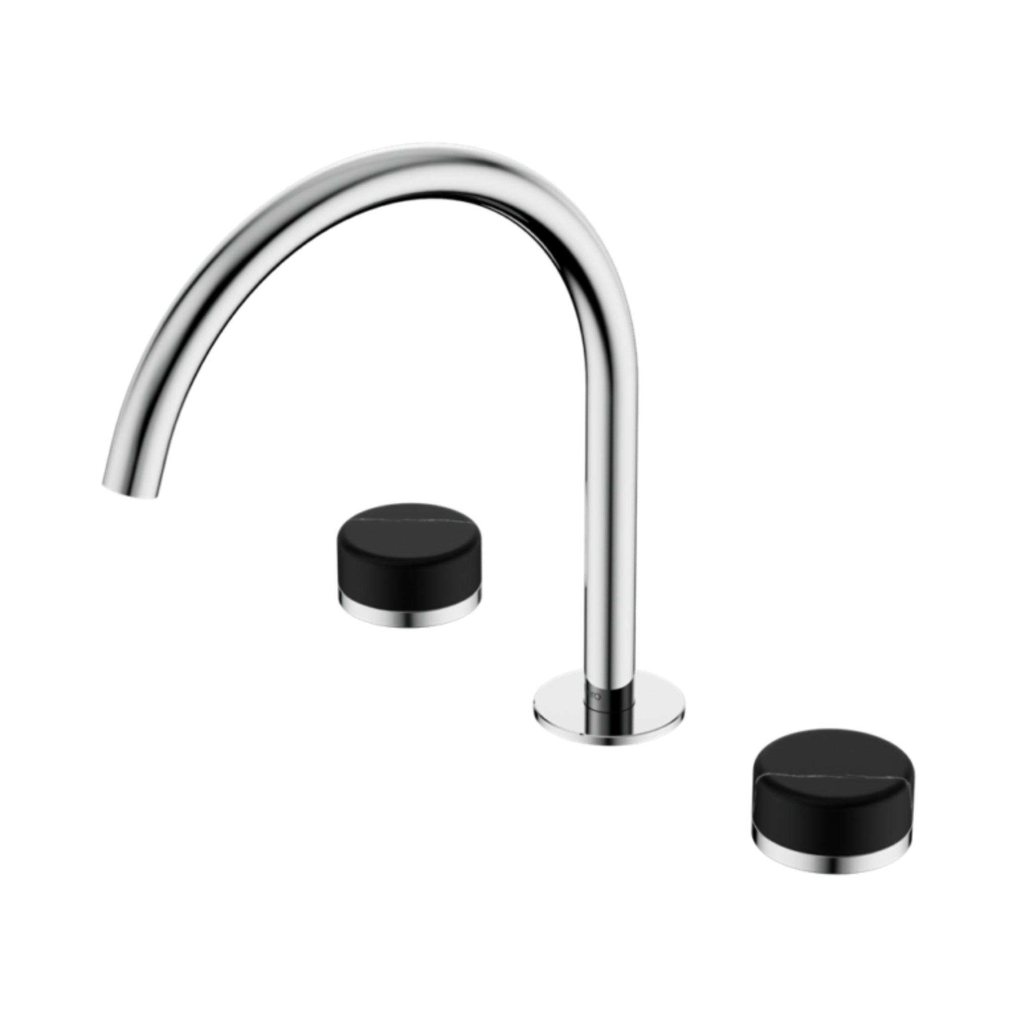 NERO SERENITY BATH/KITCHEN SET ARC SPOUT WITH MARQUINA BLACK HANDLE 260MM CHROME