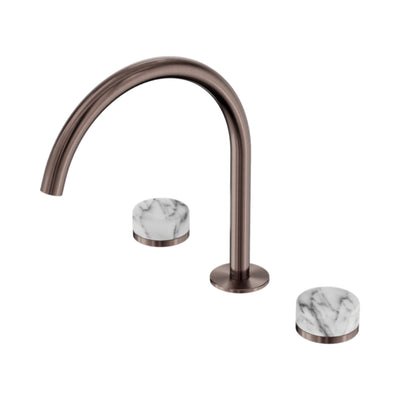 NERO SERENITY BATH/KITCHEN SET ARC SPOUT WITH ARABESCATO CORCHIA HANDLE 260MM BRUSHED BRONZE