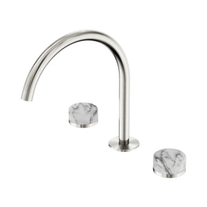 NERO SERENITY BATH/KITCHEN SET ARC SPOUT WITH ARABESCATO CORCHIA HANDLE 260MM BRUSHED NICKEL