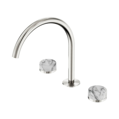 NERO SERENITY BATH/KITCHEN SET ARC SPOUT WITH ARABESCATO CORCHIA HANDLE 260MM BRUSHED NICKEL
