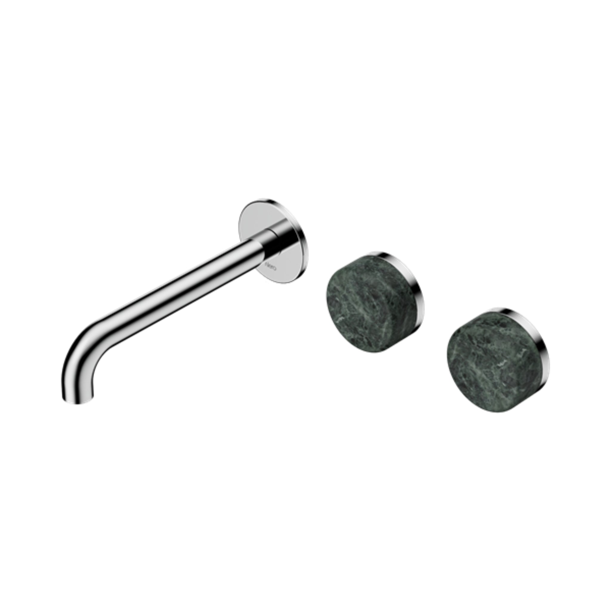 NERO SERENITY WALL BASIN SET OFFSET SPOUT WITH VERDE ALPI HANDLE CHROME (AVAILABLE IN 160MM, 185MM AND 220MM)