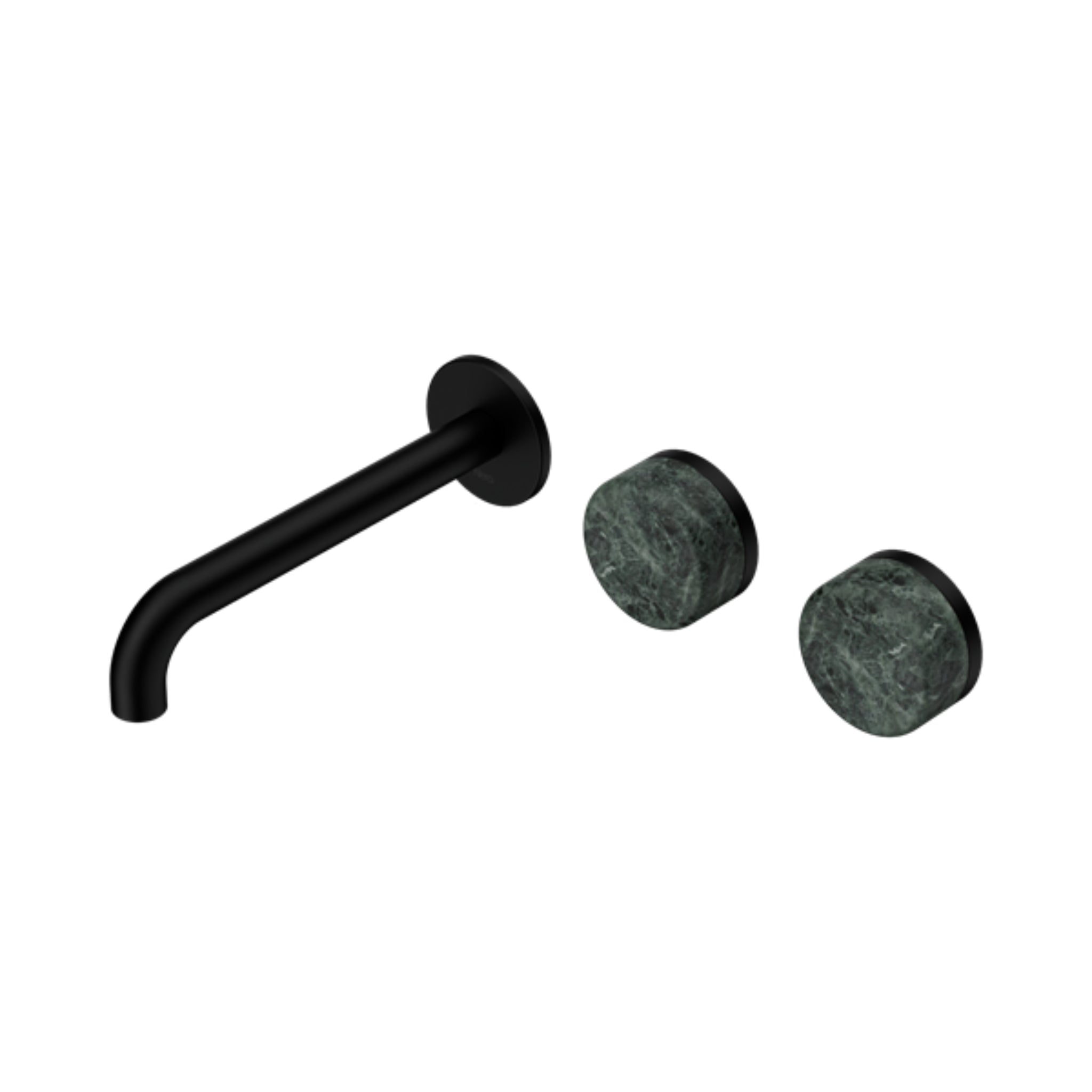 NERO SERENITY WALL BASIN SET OFFSET SPOUT WITH VERDE ALPI HANDLE MATTE BLACK (AVAILABLE IN 160MM, 185MM AND 220MM)