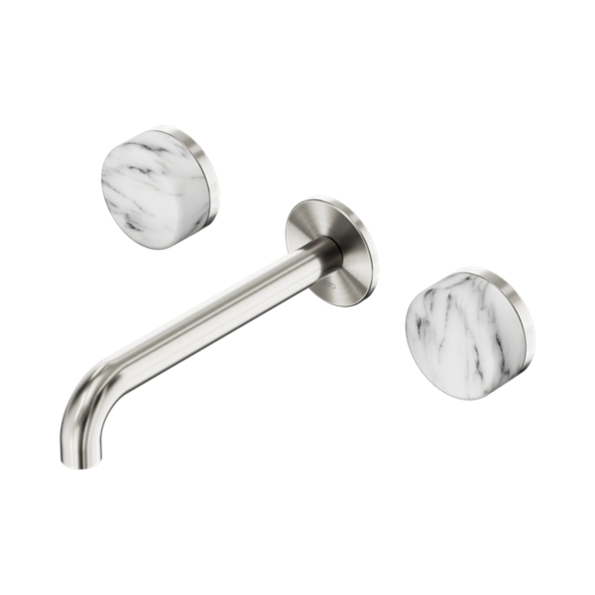 NERO SERENITY WALL BASIN SET SPOUT WITH ARABESCATO CORCHIA HANDLE BRUSHED NICKEL (AVAILABLE IN 160MM, 185MM AND 220MM)