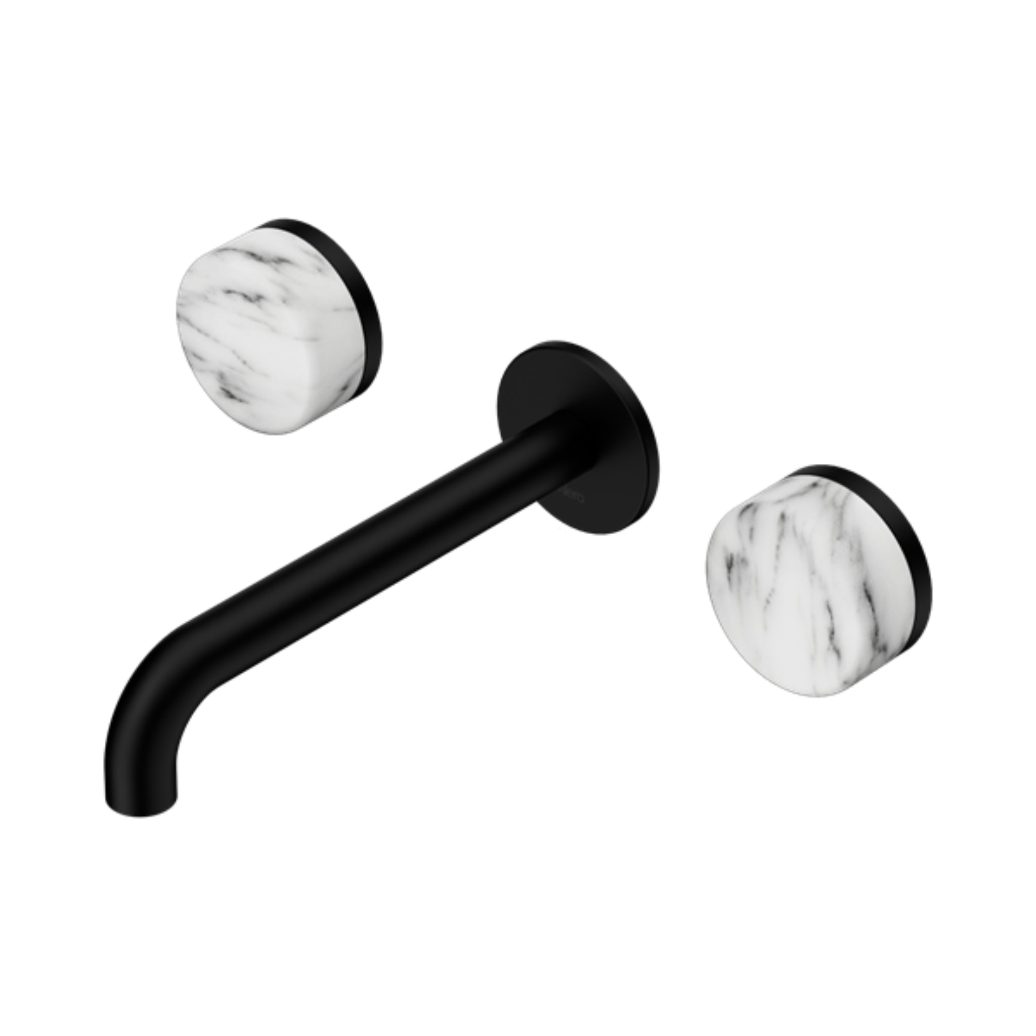 NERO SERENITY WALL BASIN SET SPOUT WITH ARABESCATO CORCHIA HANDLE MATTE BLACK (AVAILABLE IN 160MM, 185MM AND 220MM)