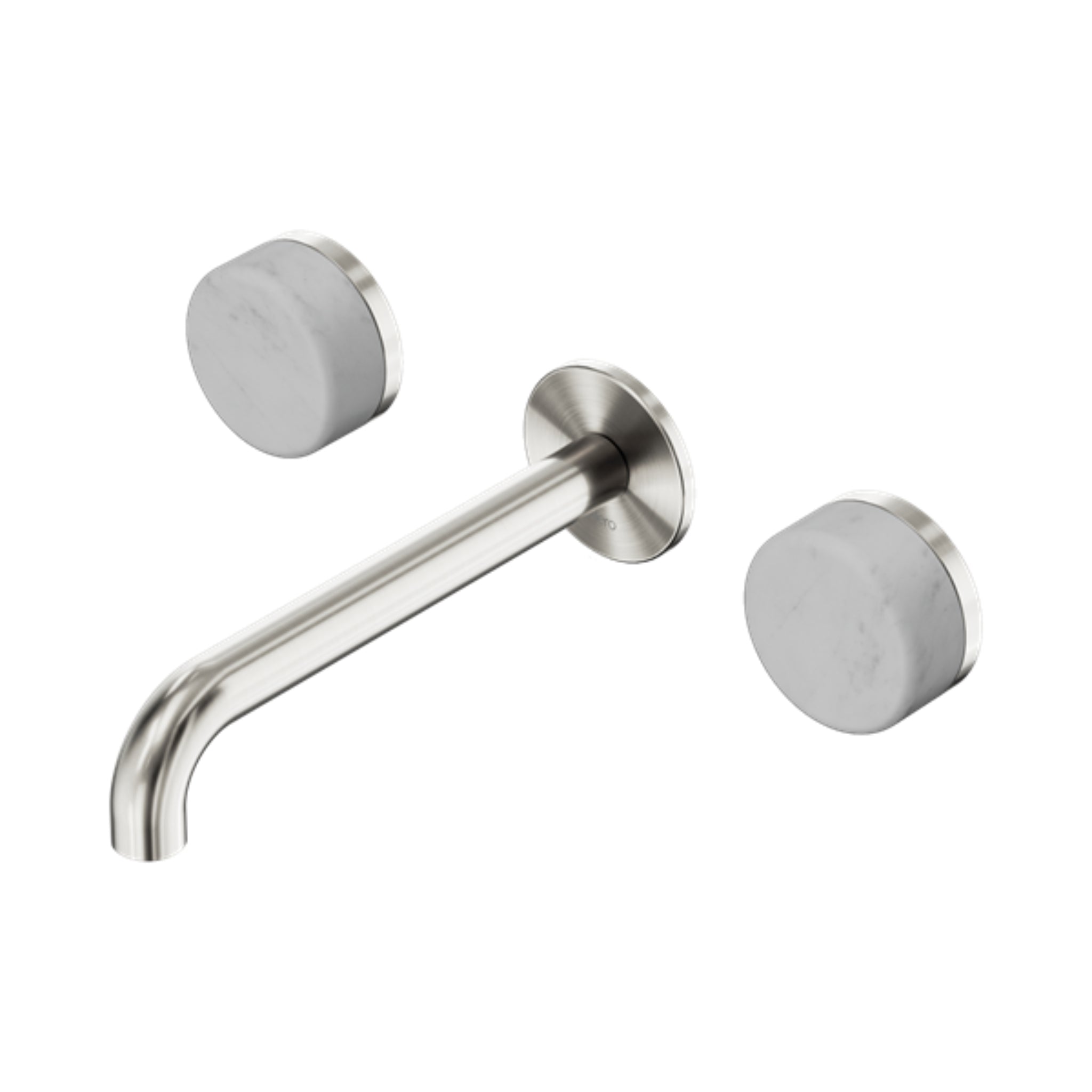 NERO SERENITY WALL BASIN SET SPOUT WITH CARRARA HANDLE BRUSHED NICKEL (AVAILABLE IN 160MM, 185MM AND 220MM)