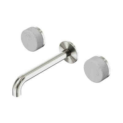 NERO SERENITY WALL BASIN SET SPOUT WITH CARRARA HANDLE BRUSHED NICKEL (AVAILABLE IN 160MM, 185MM AND 220MM)