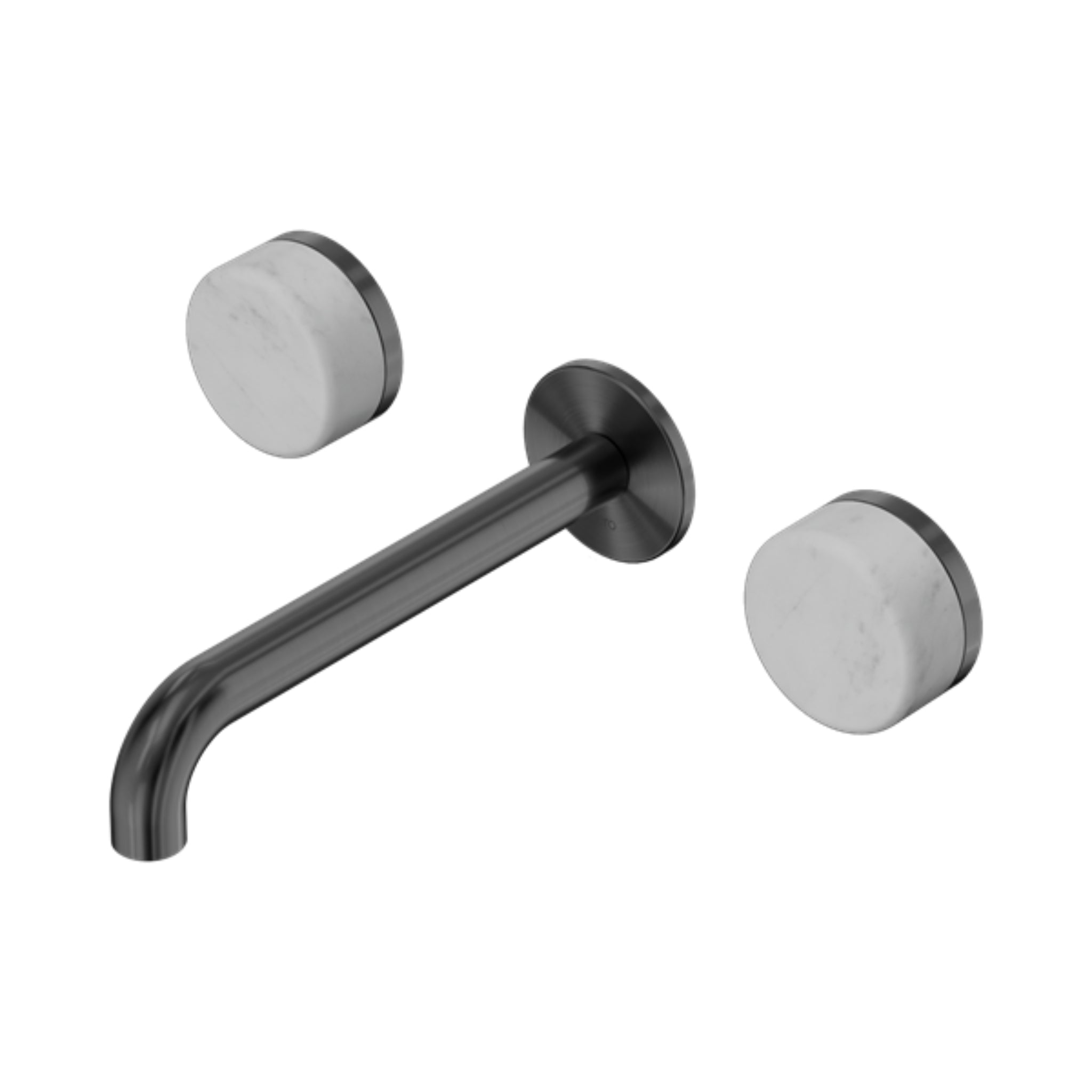 NERO SERENITY WALL BASIN SET SPOUT WITH CARRARA HANDLE GUN METAL (AVAILABLE IN 160MM, 185MM AND 220MM)
