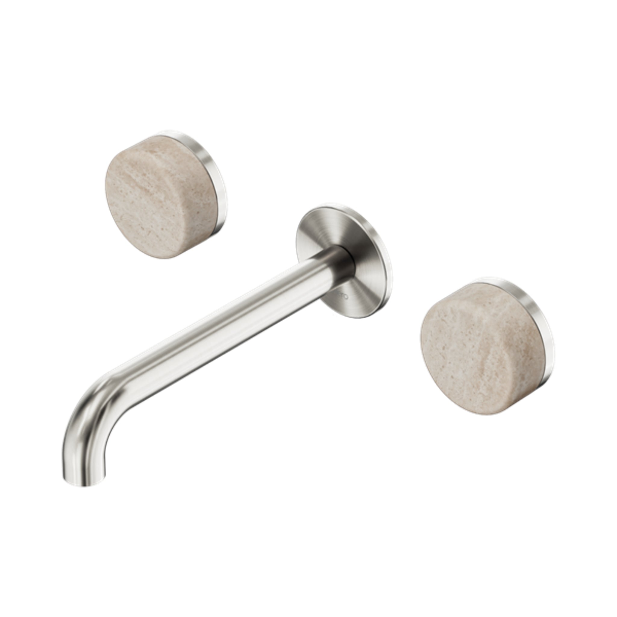 NERO SERENITY WALL BASIN SET SPOUT WITH ROME TRAVERTINE HANDLE BRUSHED NICKEL (AVAILABLE IN 160MM, 185MM AND 220MM)